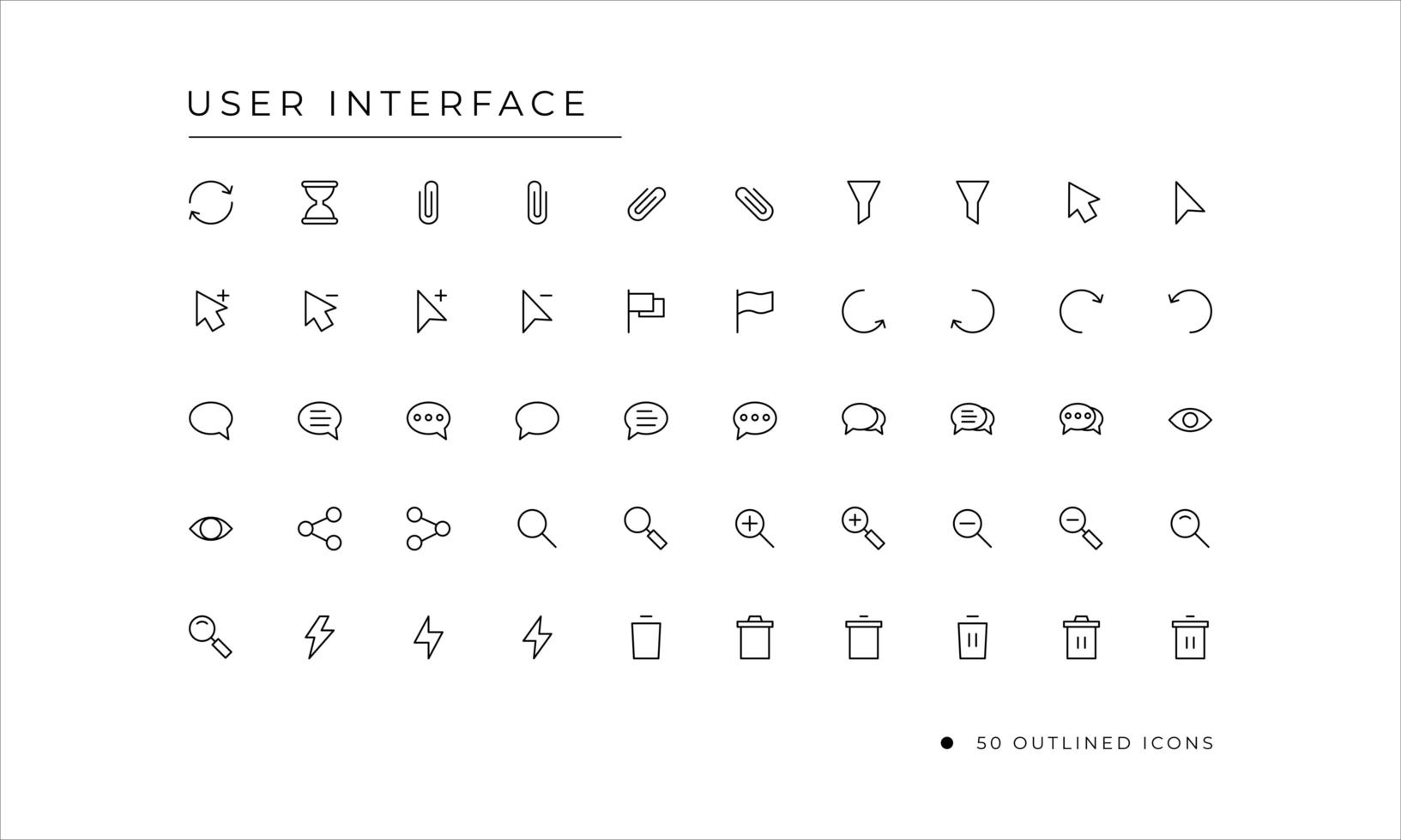 User Interface Icon set with outlined style vector