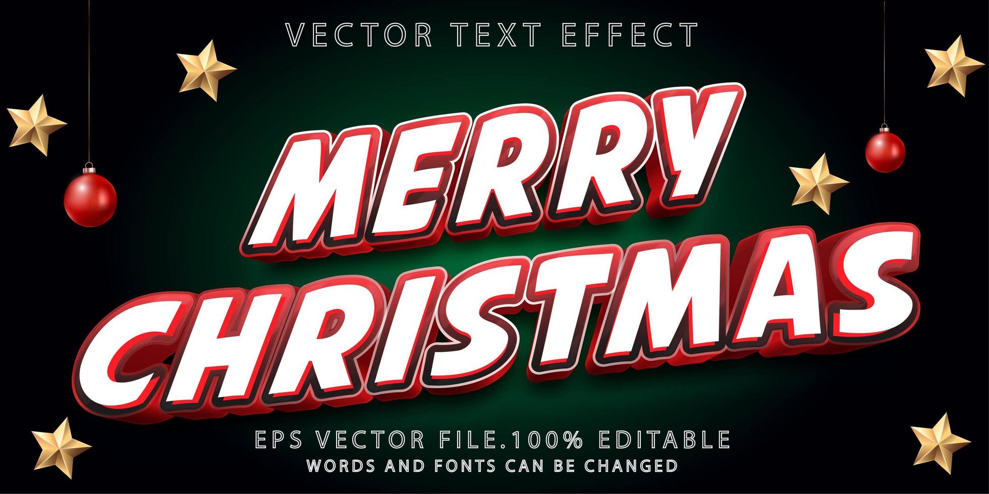 efecto de texto feliz navidad premium vector