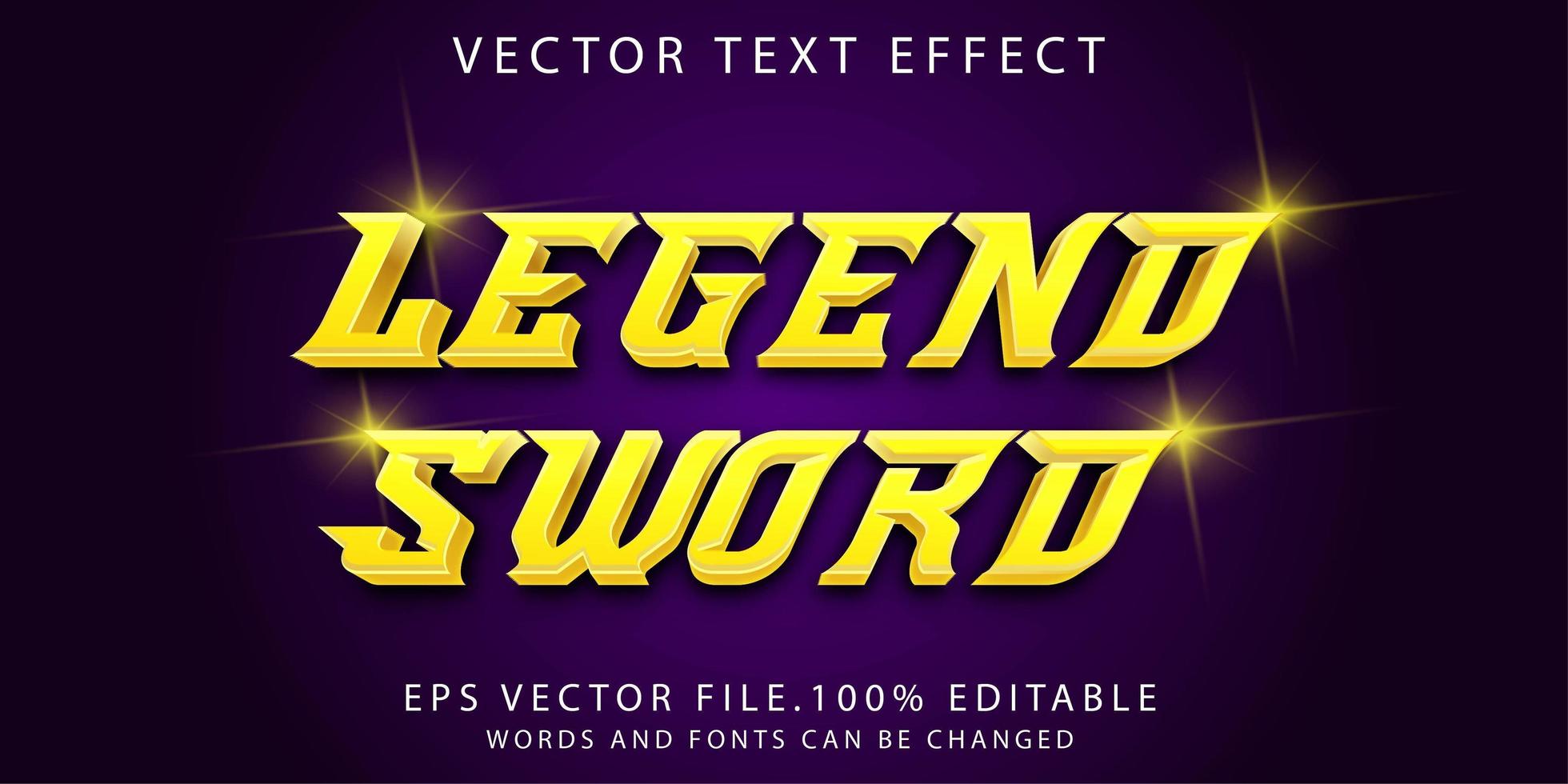 text effect legend sword vector
