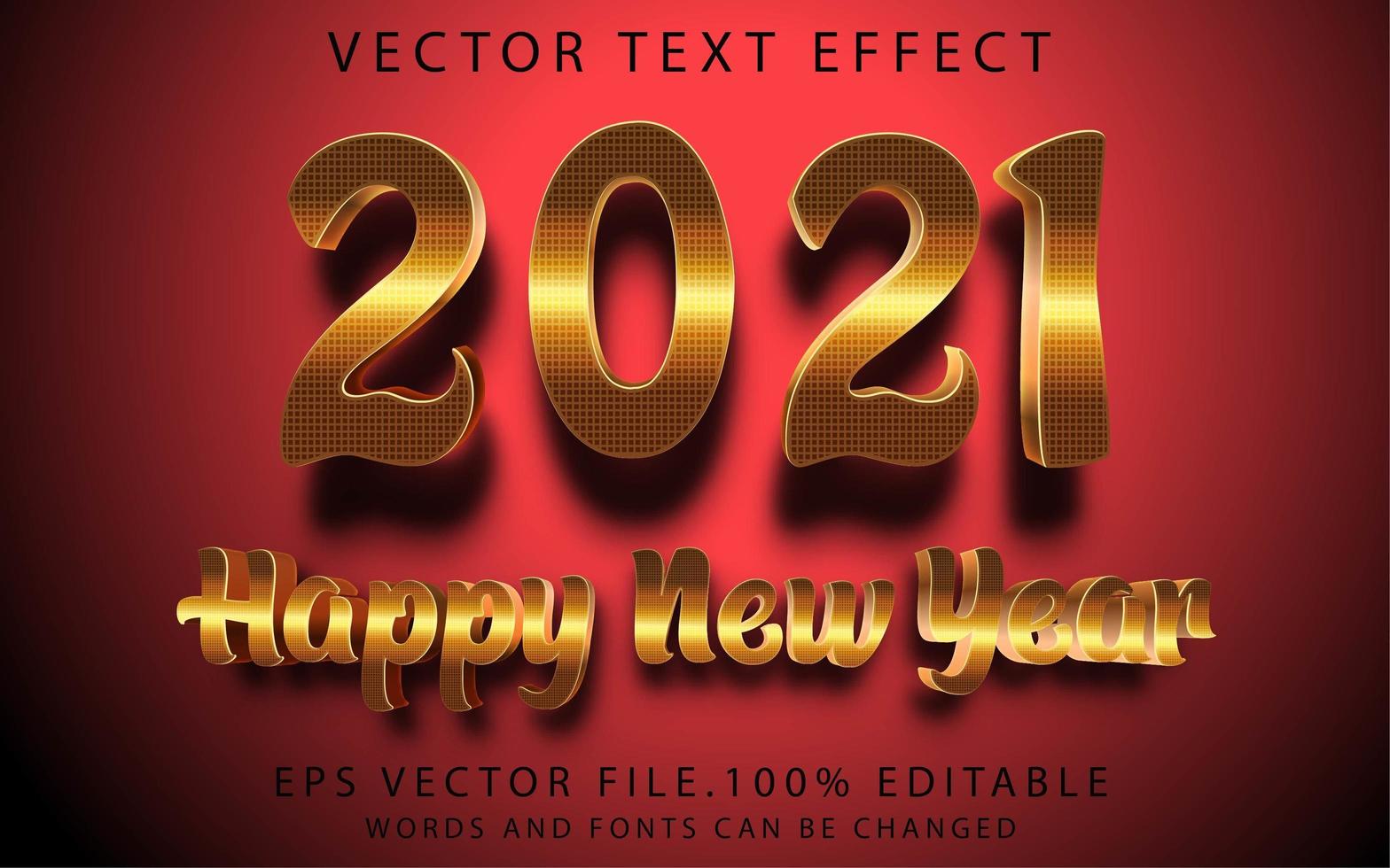 efecto de texto feliz año nuevo vector