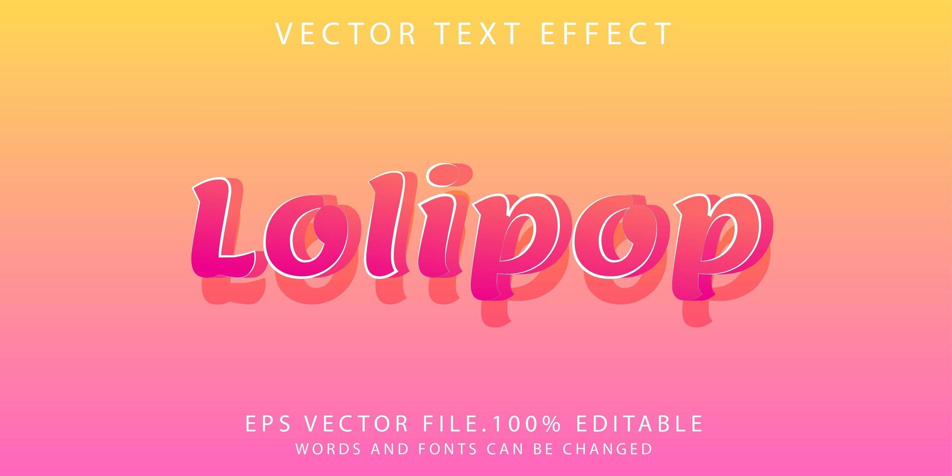 efecto de texto lolipop vector