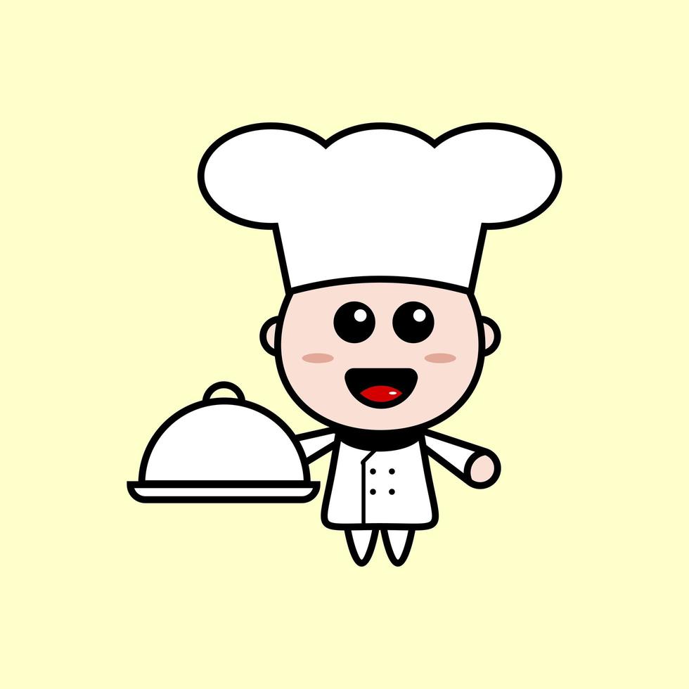 the chef serves food to the guests vector