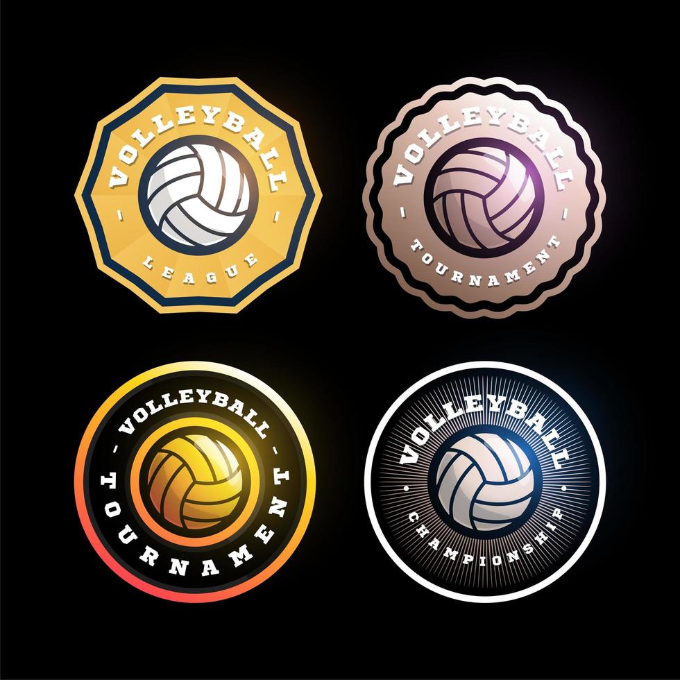 conjunto de logotipo de vector circular de voleibol