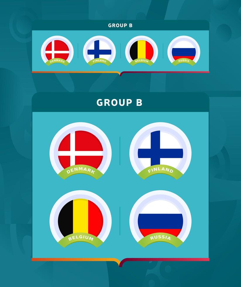 conjunto de insignias del grupo b de la etapa final del torneo de fútbol 2020 vector