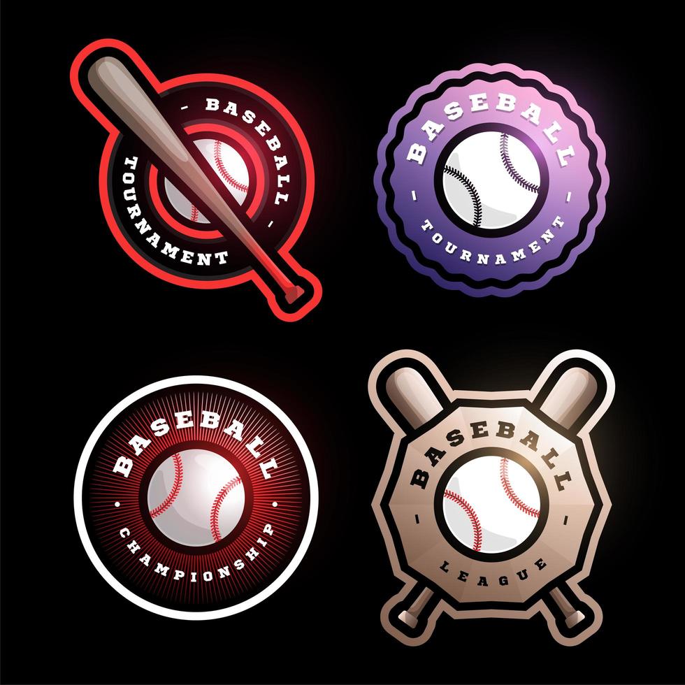 conjunto de logotipo de vector circular de béisbol