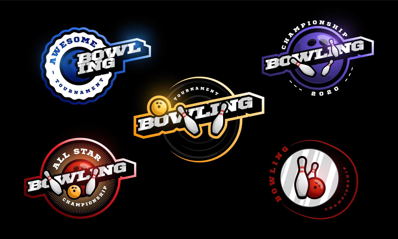 Bowling vector logo Set