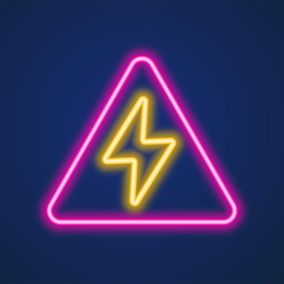 Lightning bolt neon sign vector