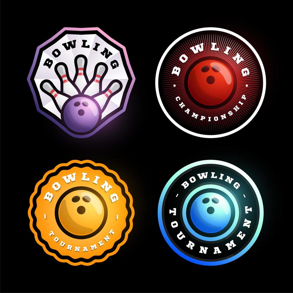 Bowling circular vector logo Set