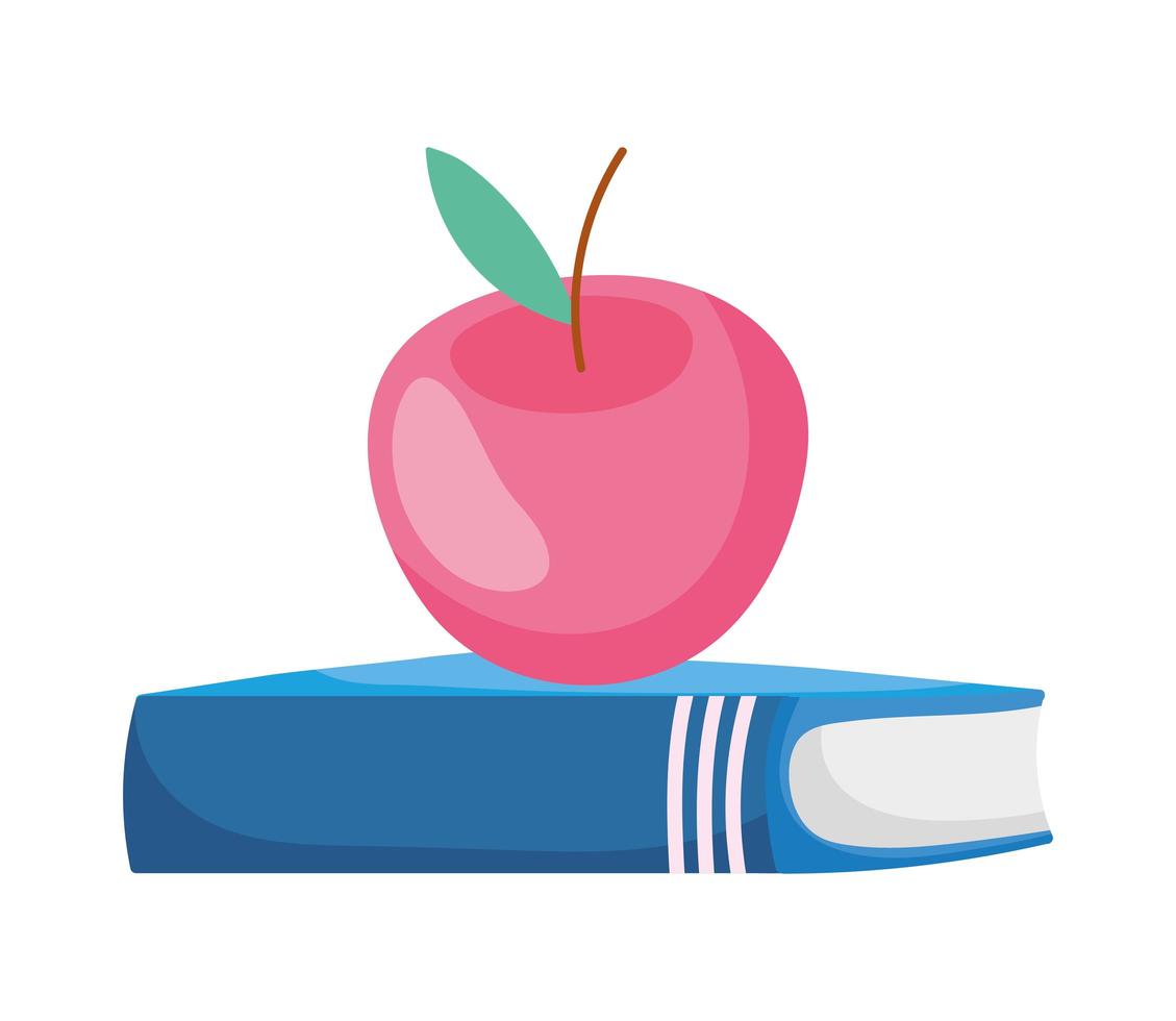 back to school education apple on book literature class vector