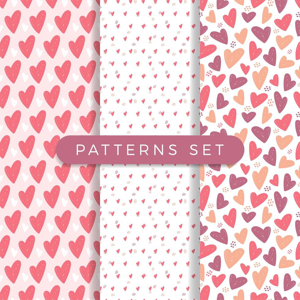 Heart seamless pattern set vector