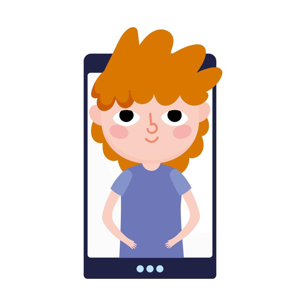 young man in screen video smartphone social media vector