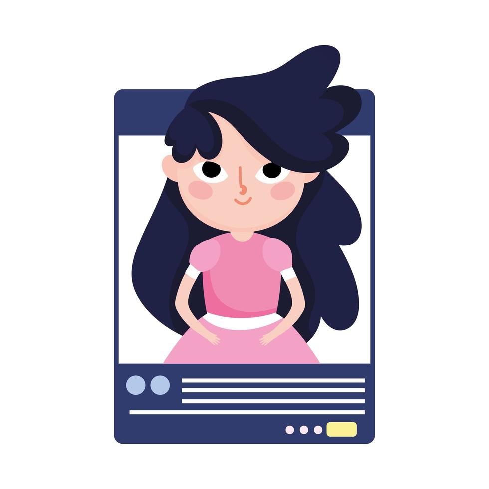 teen girl in screen smartphone social media vector