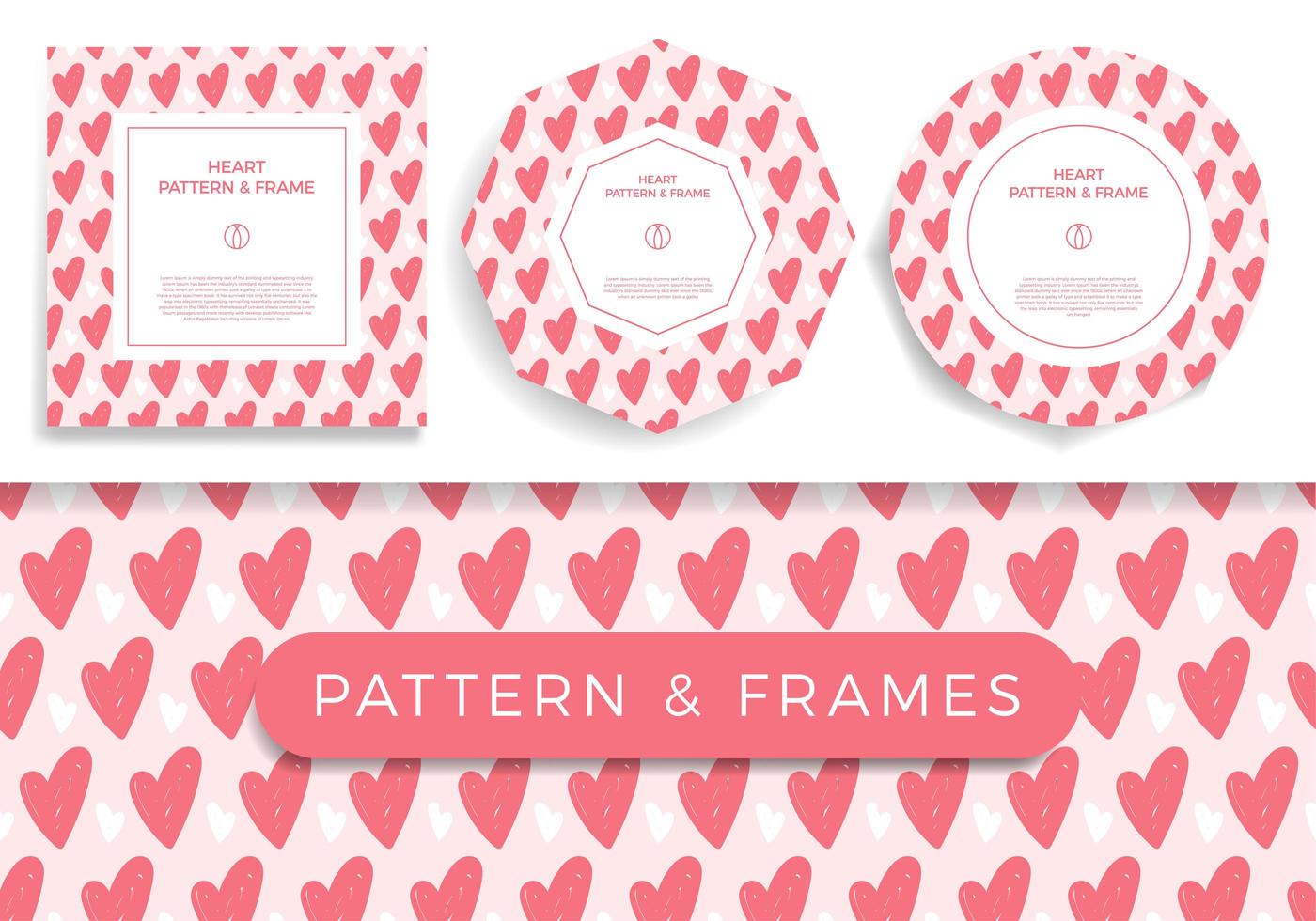 Heart card set with frames. vector