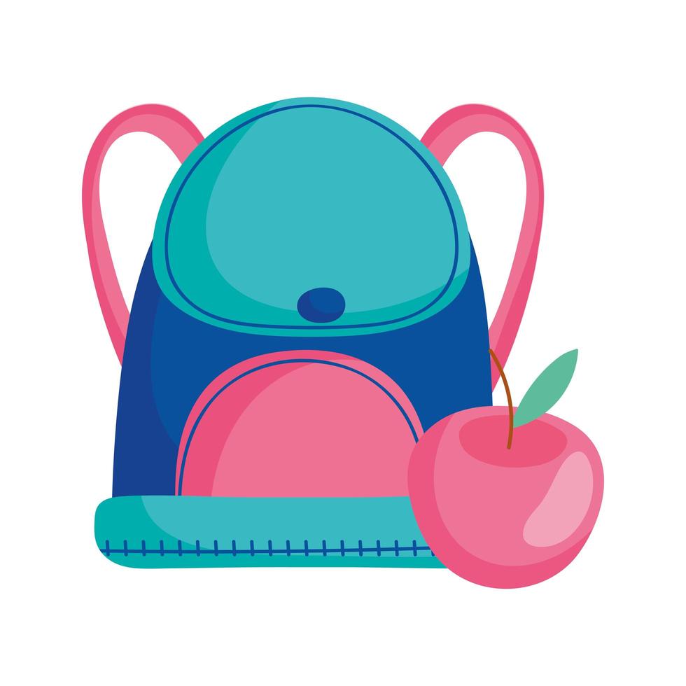 back to school education backpack and apple class vector