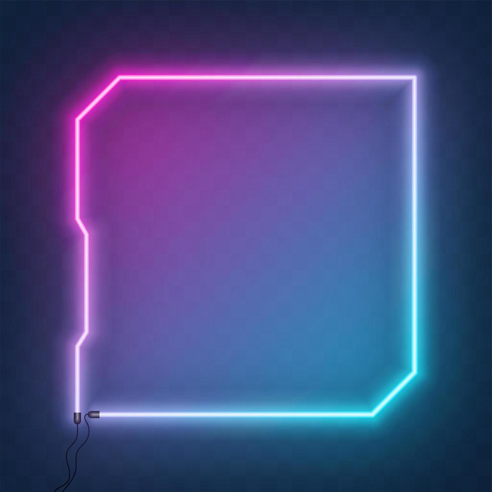 Neon square tech sci fi hologram frame vector