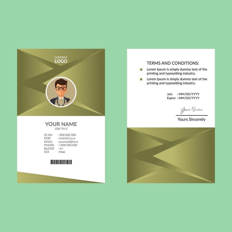 Olive Elegant ID Card Design Template vector