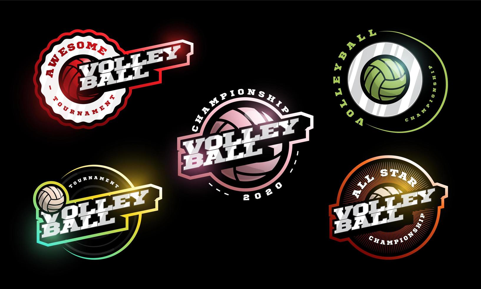 conjunto de logotipo de vector de voleibol