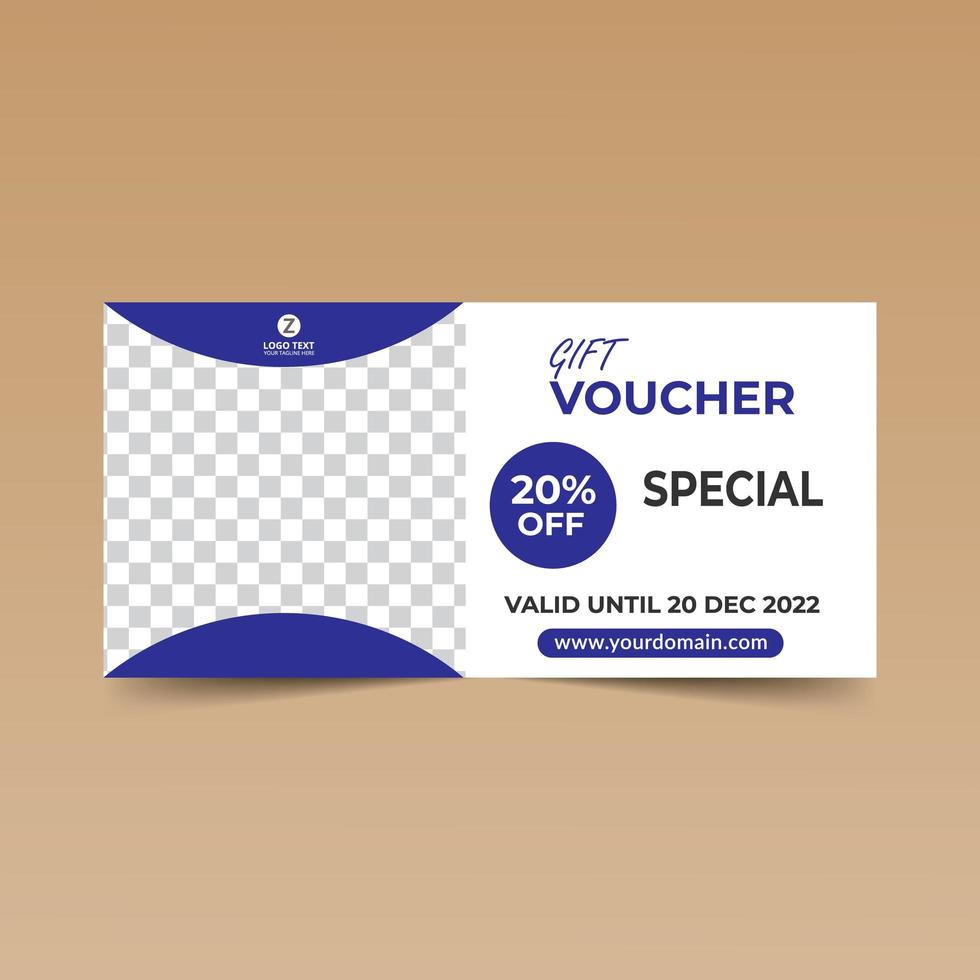 Blue Gift Voucher Design Template vector