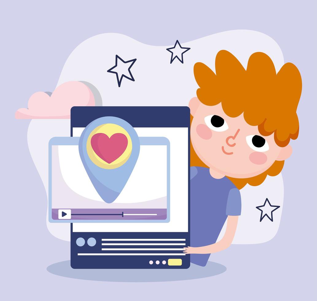 mensaje de chat joven amor redes sociales móviles vector