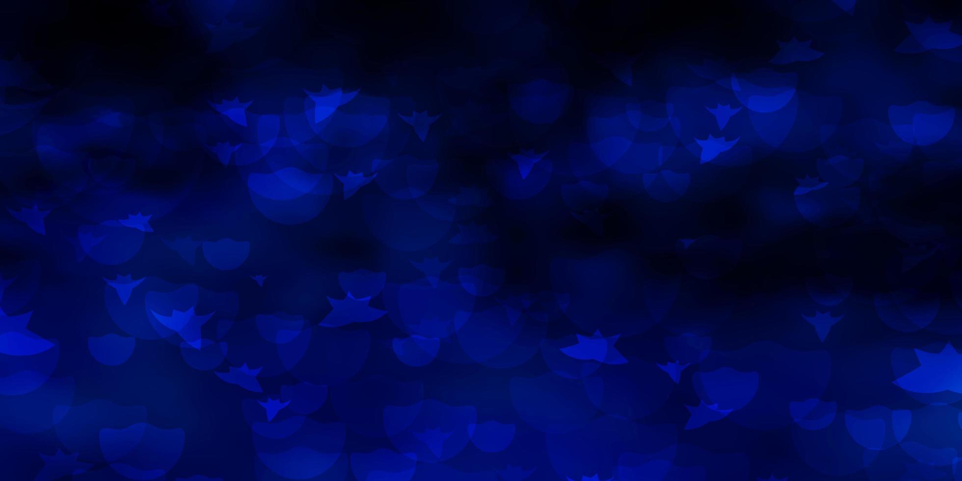 Dark BLUE vector layout with circles, stars.