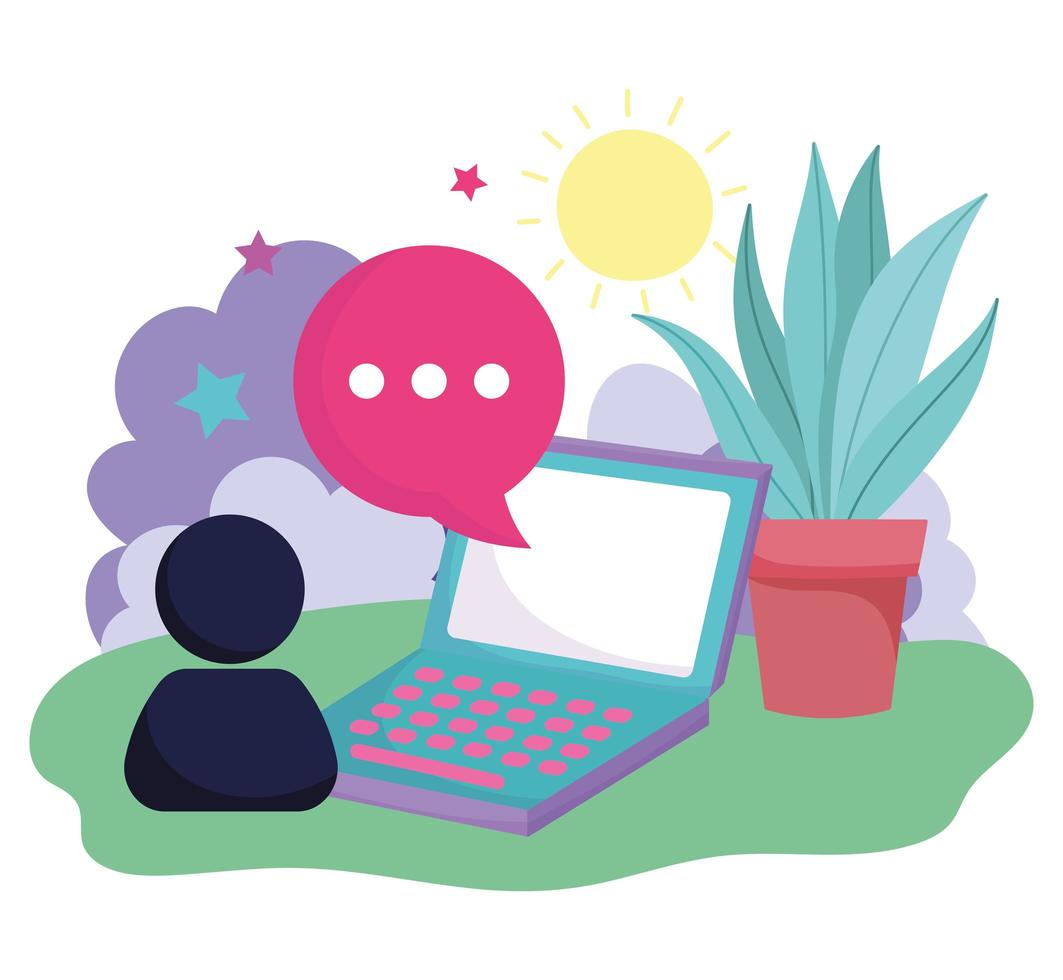 smartphone avatar speech bubble social media vector