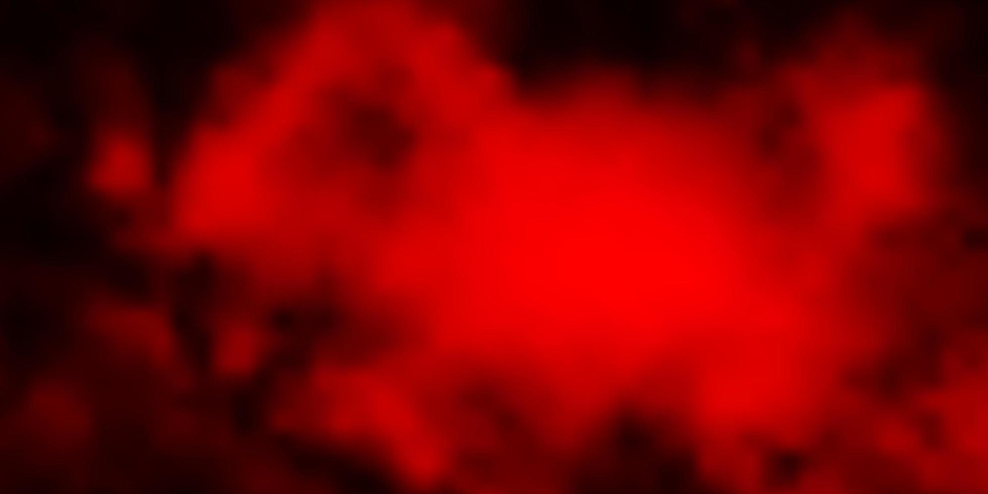 Dark Red vector background with clouds.