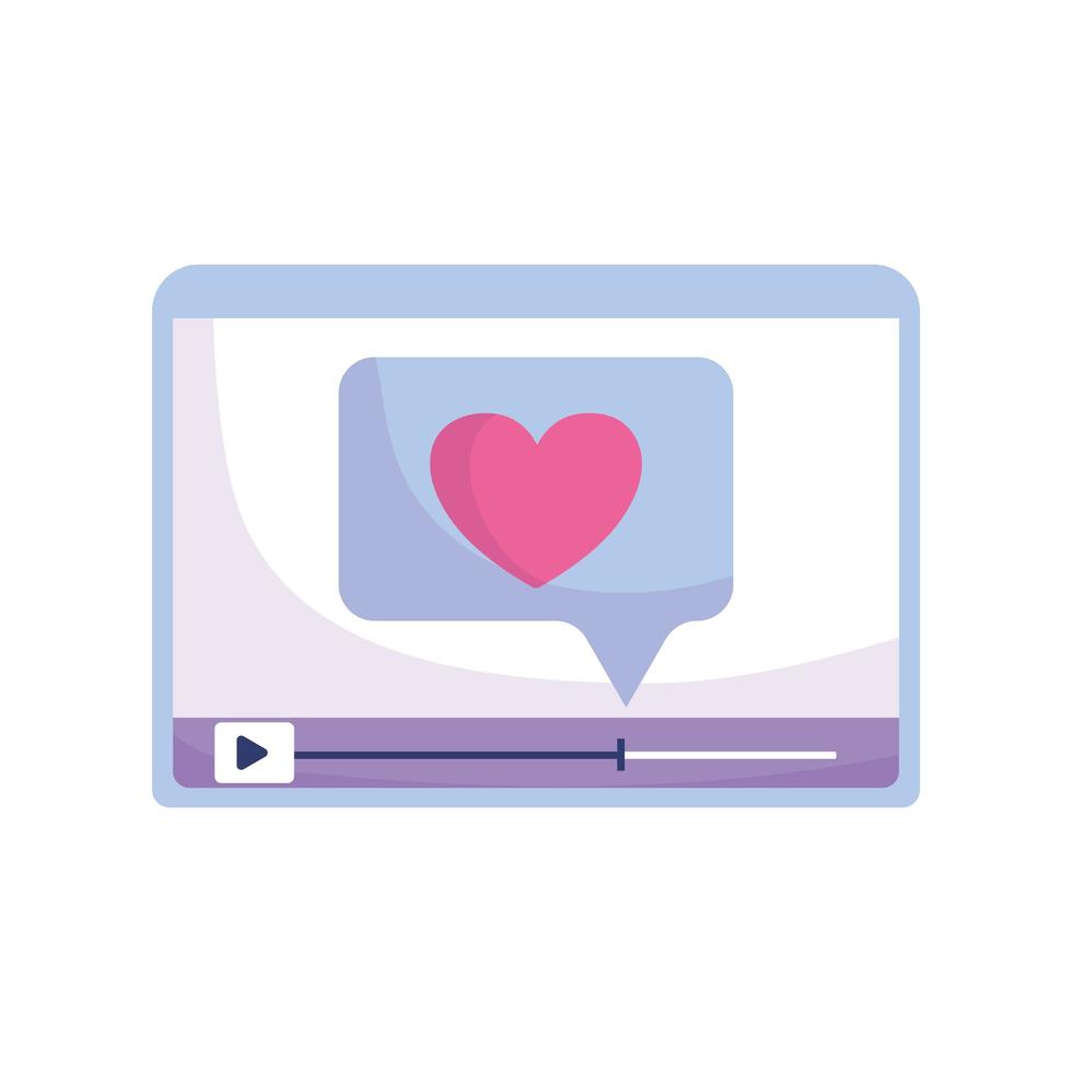 contenido de redes sociales video blog burbuja de diálogo romántico vector