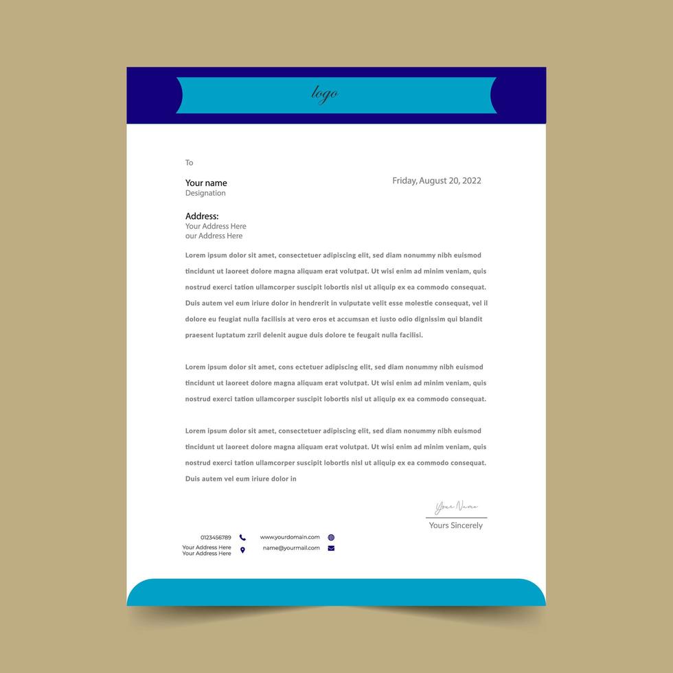 Blue Letterhead Template Sheet vector