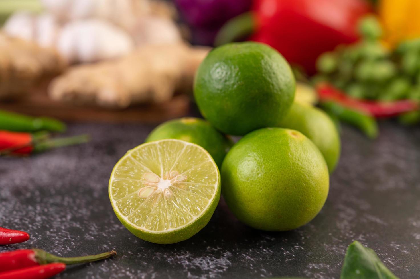 Close-up of a pile of limes photo