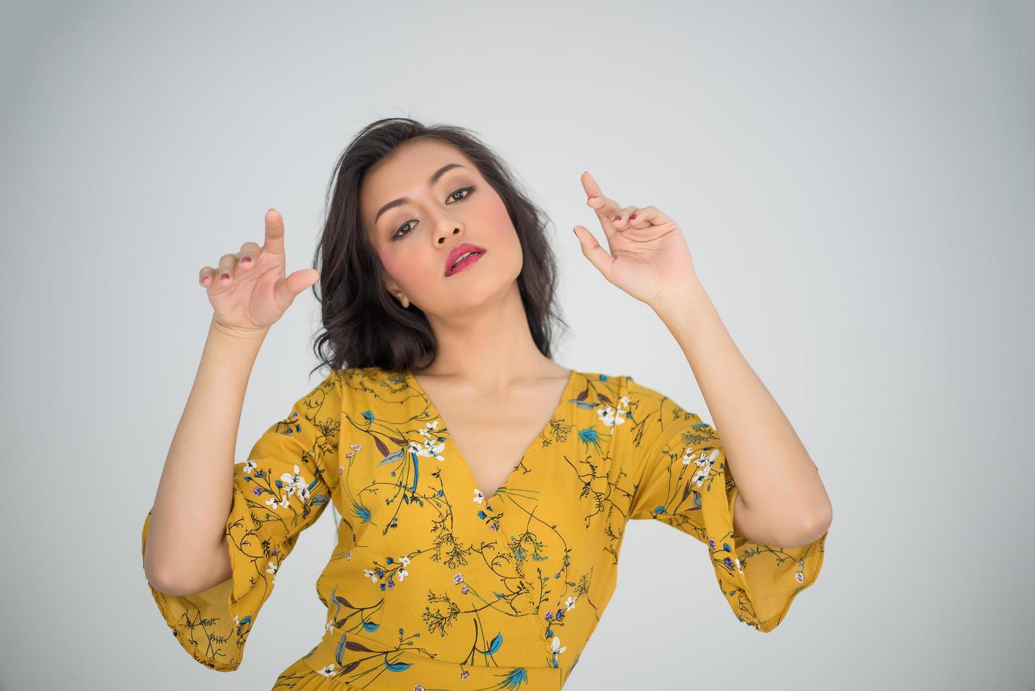 Portrait of a woman on white background photo