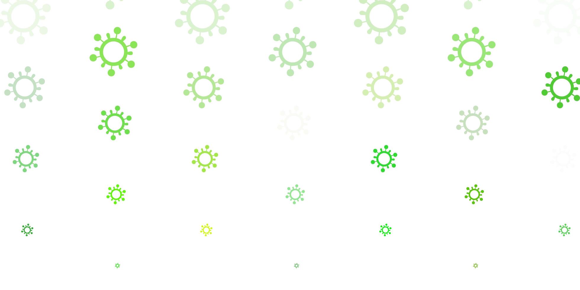 Light Green, Yellow vector background with covid-19 symbols.