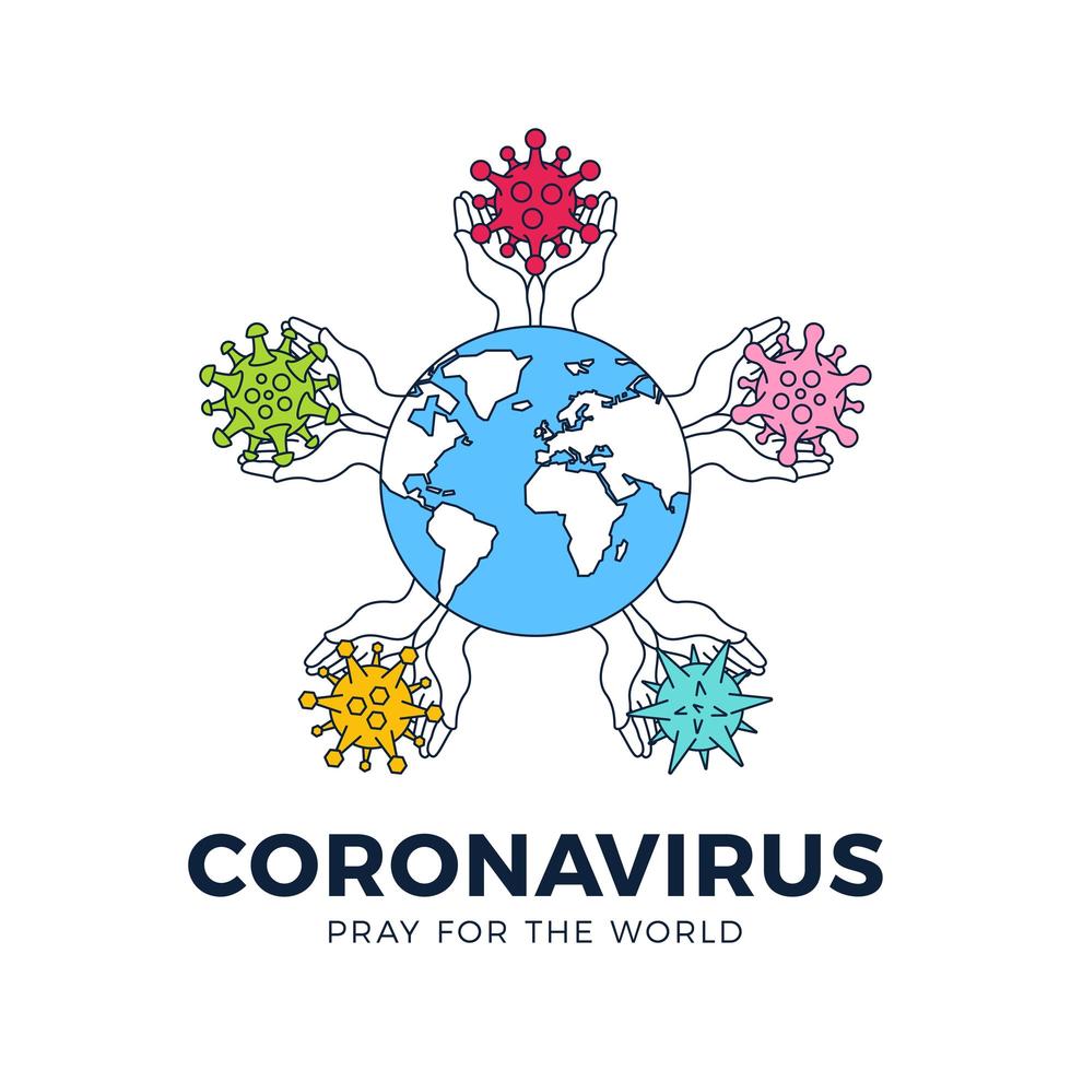 reza por el concepto mundial de coronavirus vector