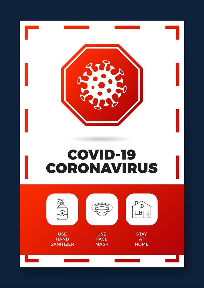 prevención de covid-19 todo en uno icono póster vector