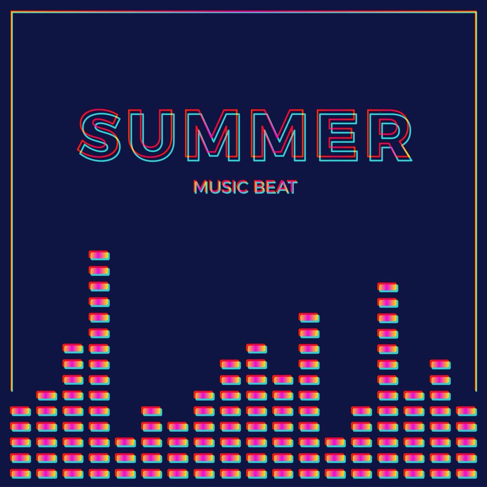 Summer party sound digital wave, simple colorful border vector