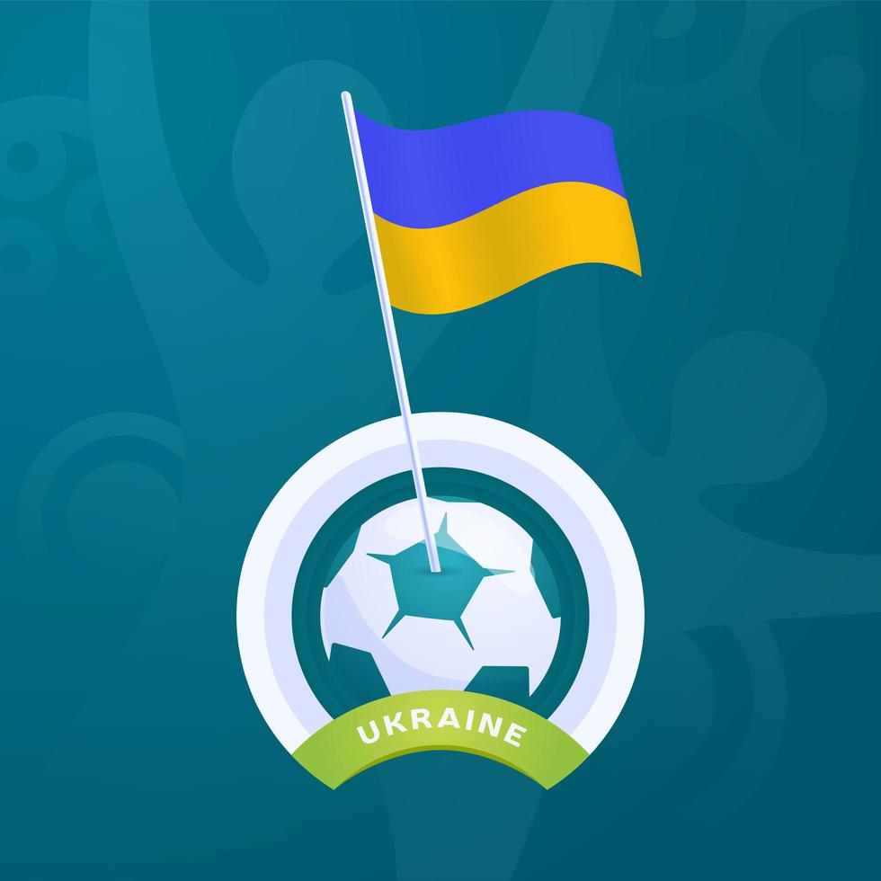 Ukraine vector flag pinned to a soccer ball