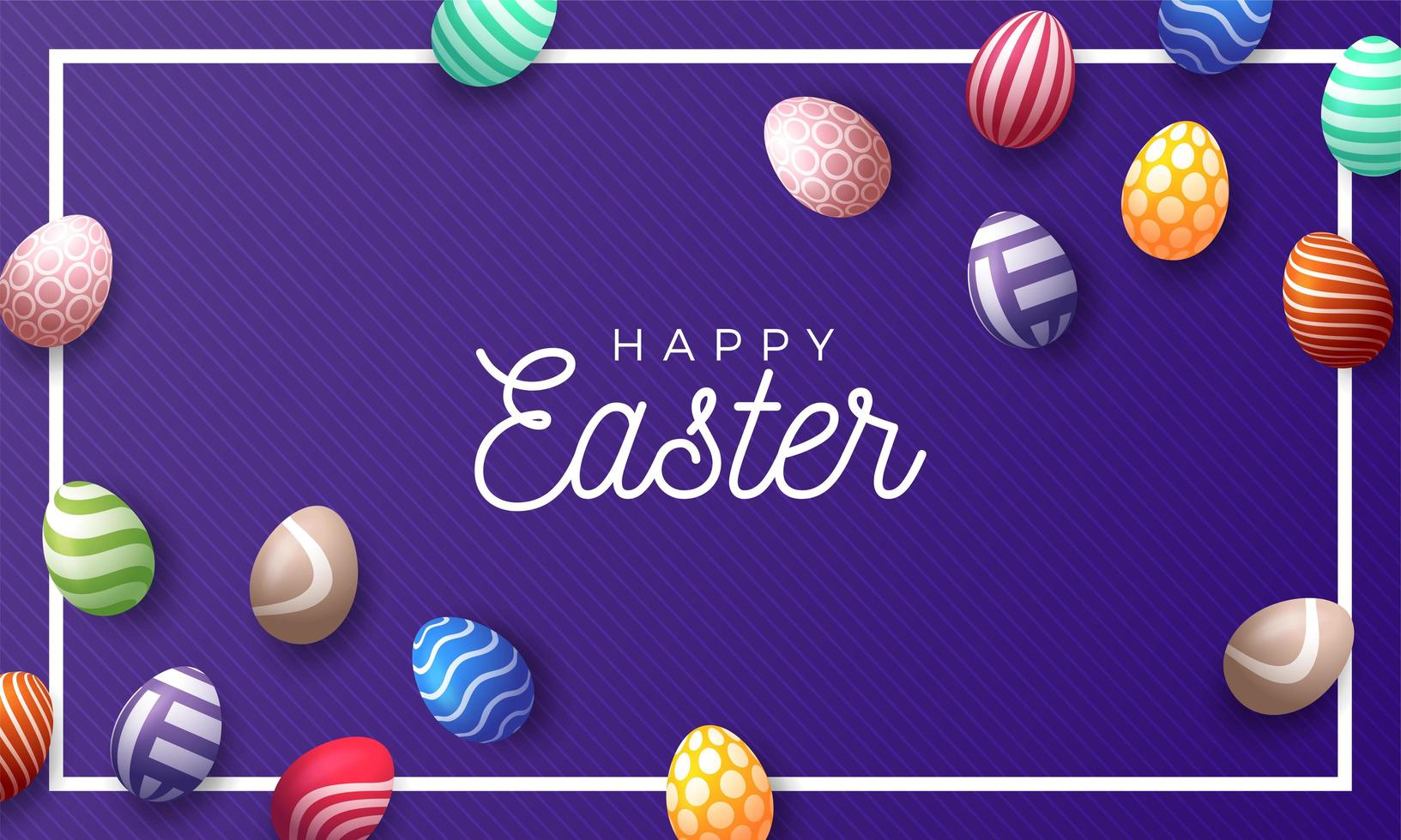 Easter holiday background with 3d Easter painted eggs vector