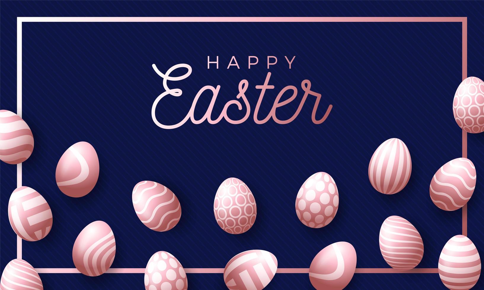 Easter holiday background with rose gold 3d Easter texture eggs vector