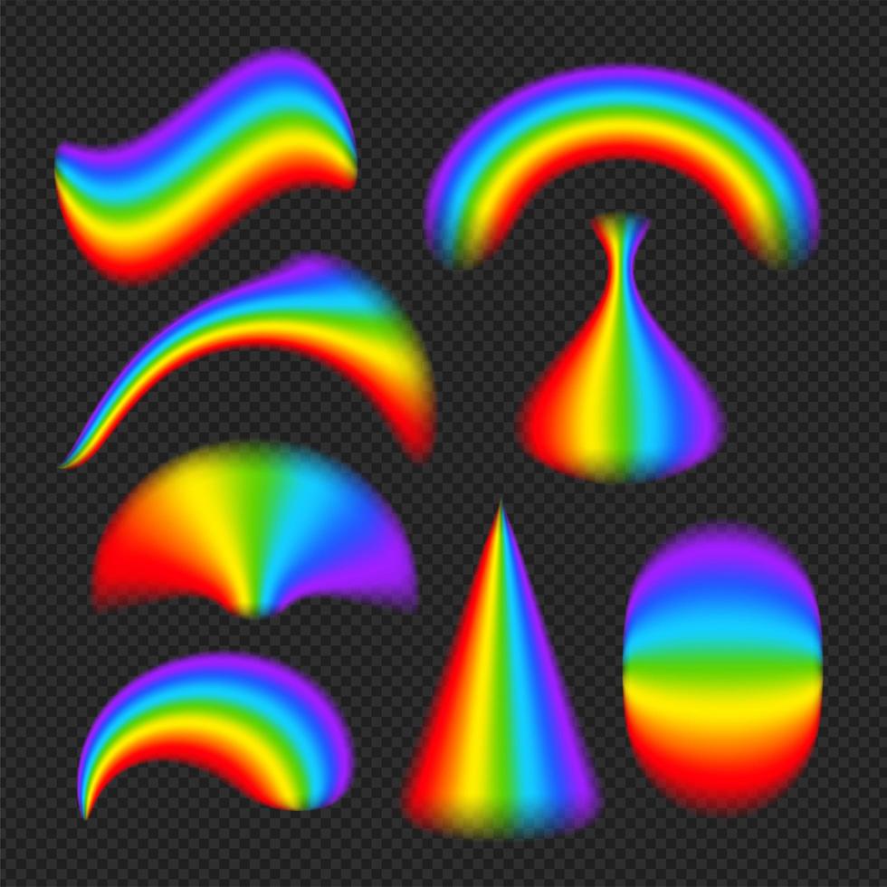 Rainbows in different shape realistic set vector