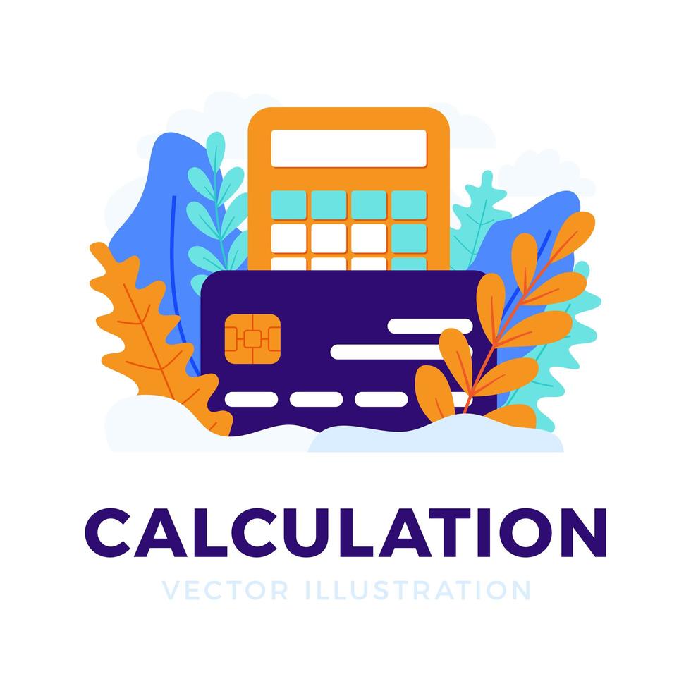 calculadora y tarjeta de crédito vector stock ilustración