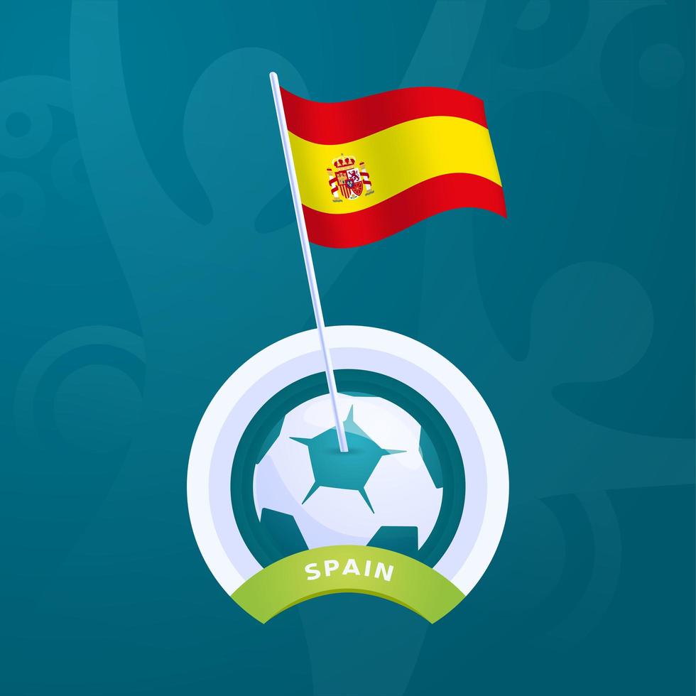 Spain vector flag pinned to a soccer ball