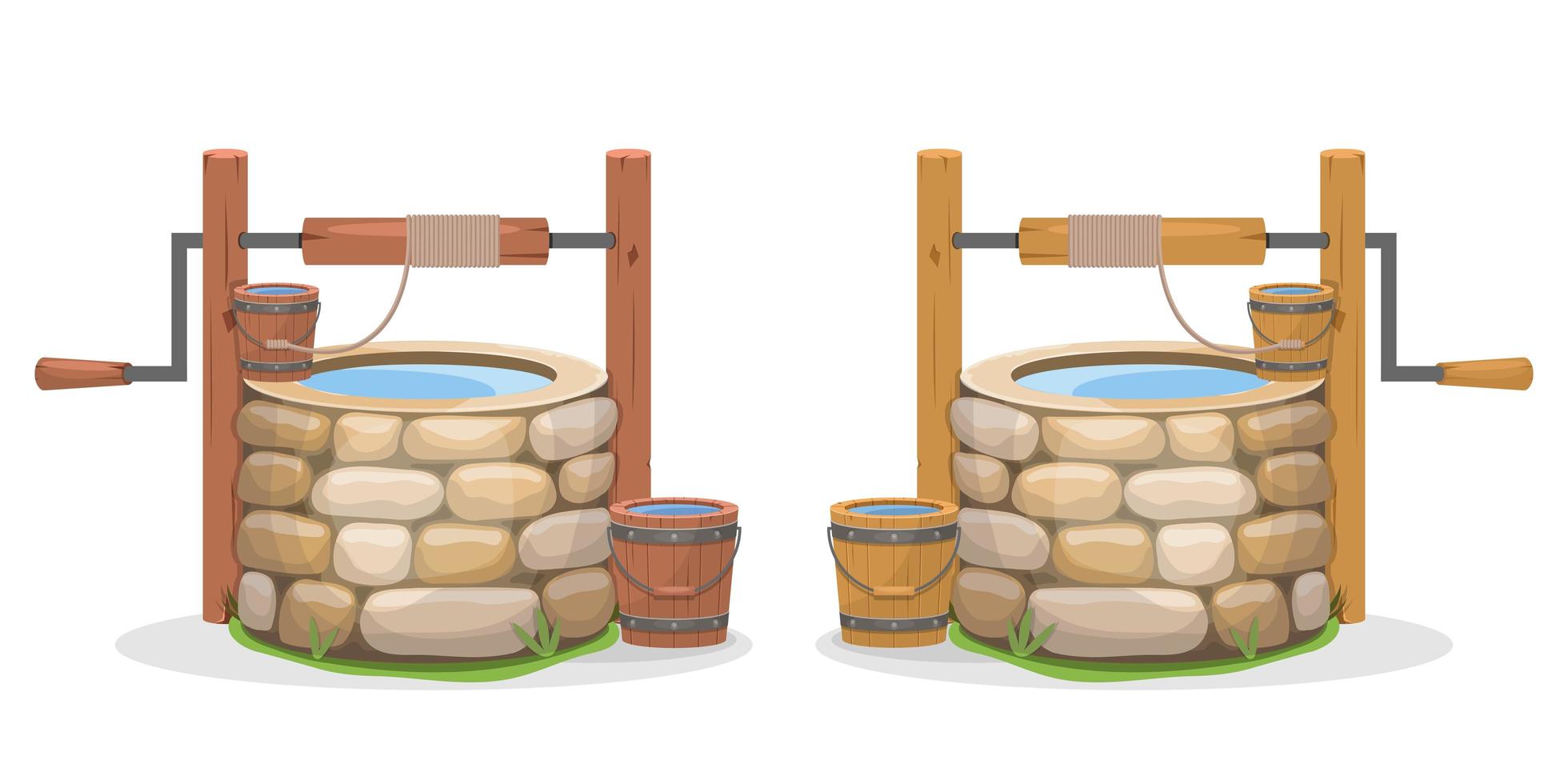 Old water well set vector