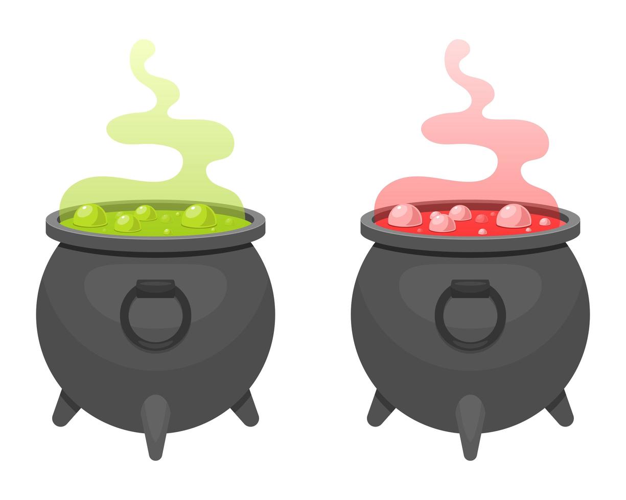 Witch cauldron set vector