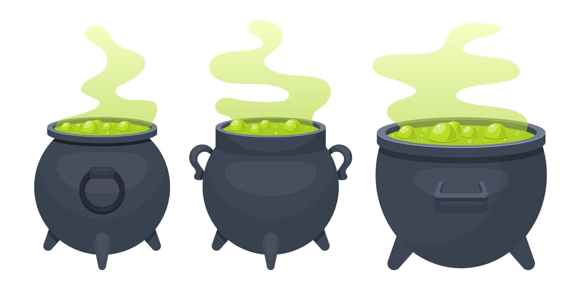 Witch cauldron set vector