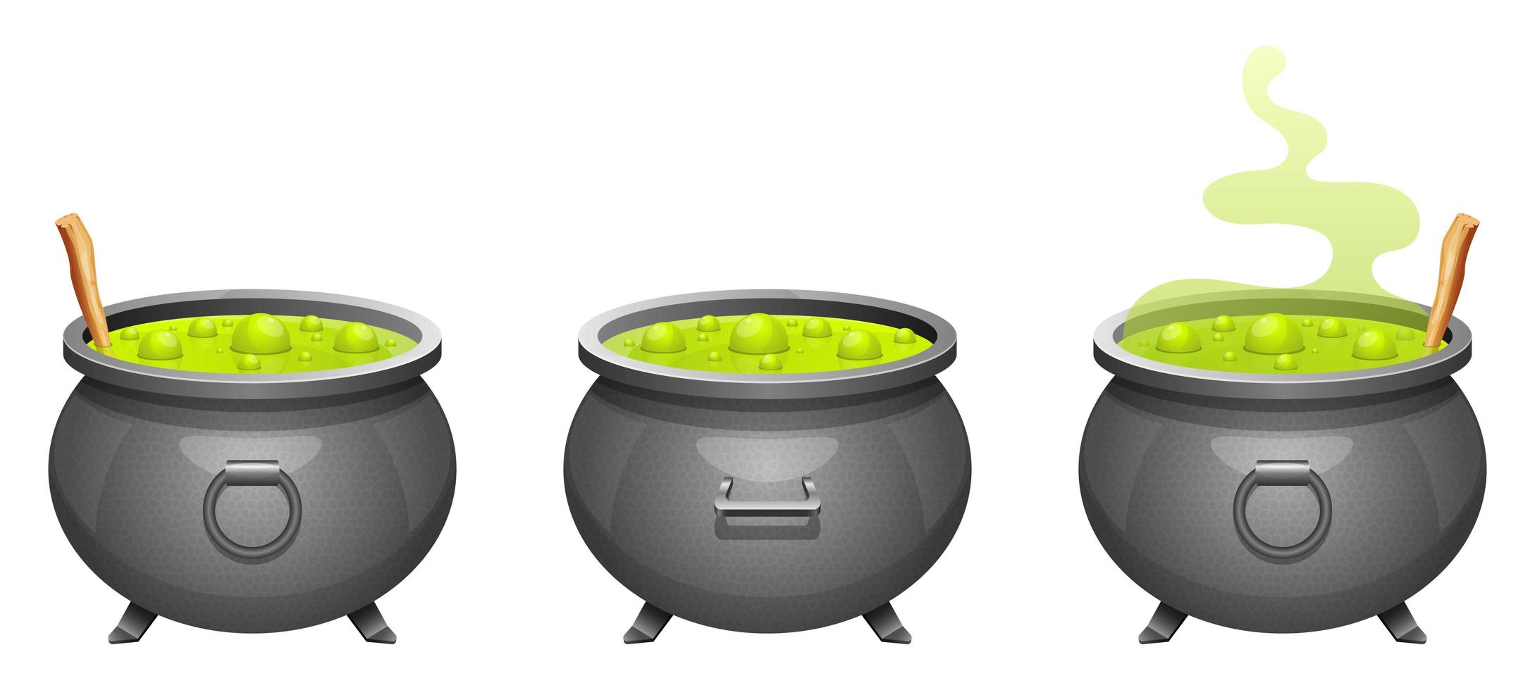 Witch cauldron set vector