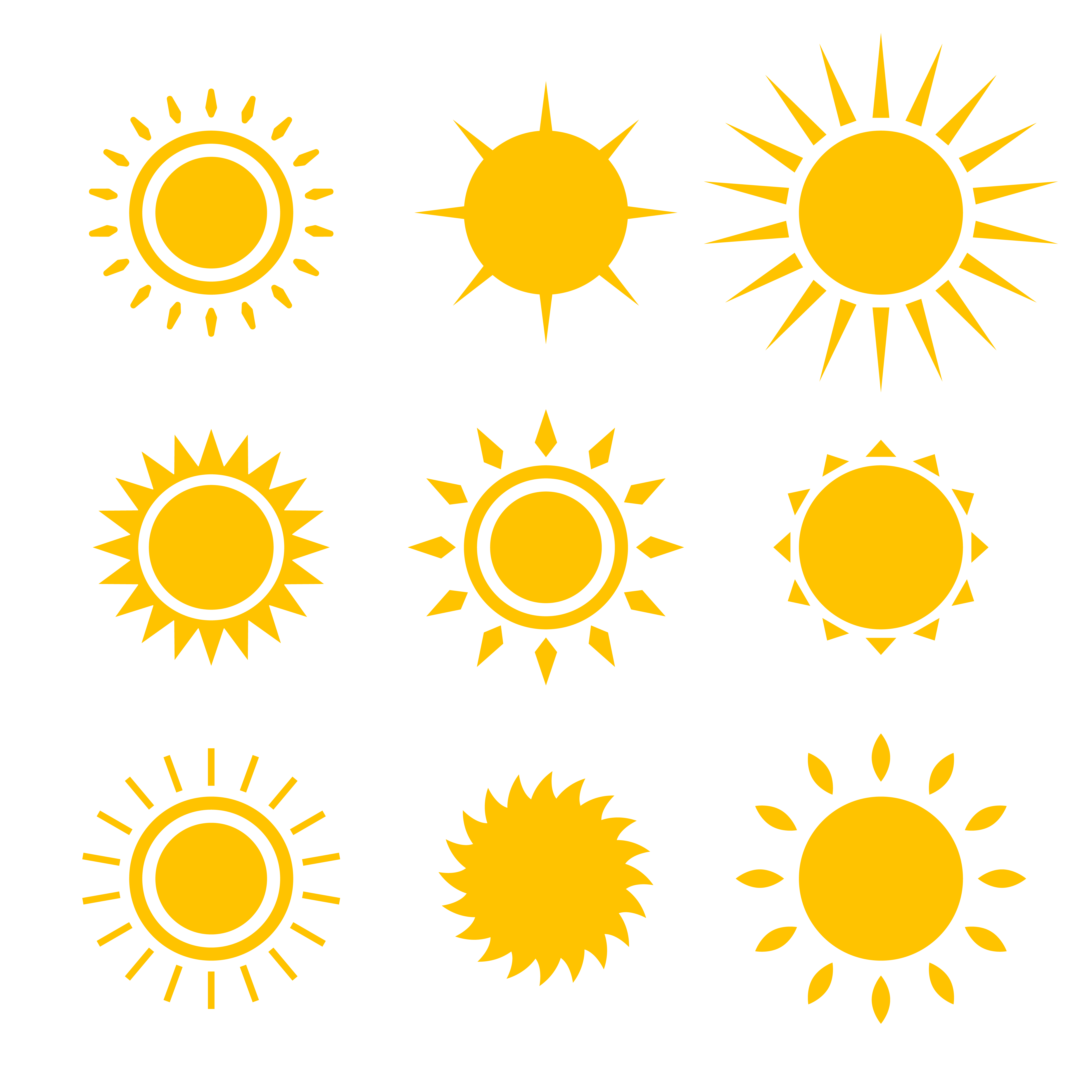 Ilustración de diseño de vector de conjunto de iconos de sol aislado