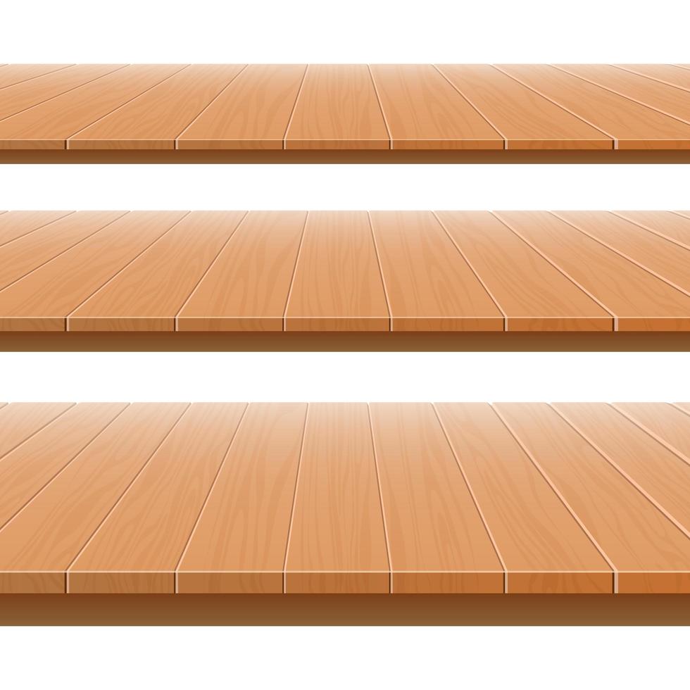 Wooden table top set vector