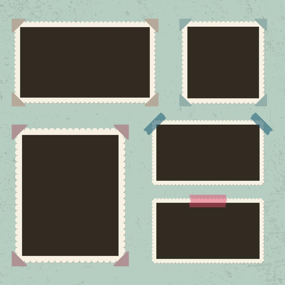 Vintage photo frame set vector