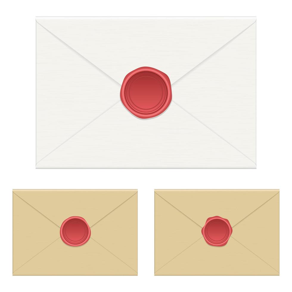 Wax seal envelope set vector