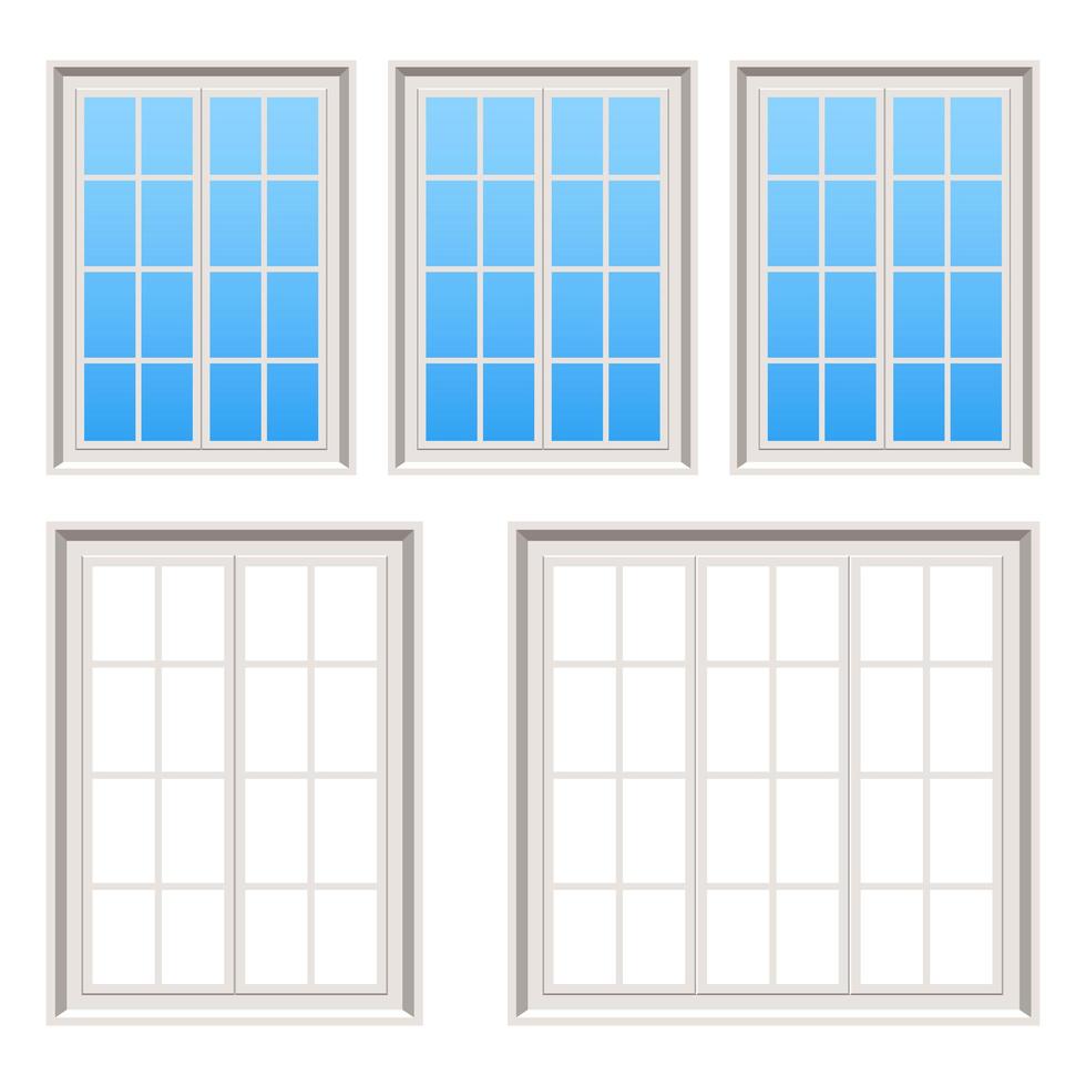 conjunto de ventanas de madera retro vector