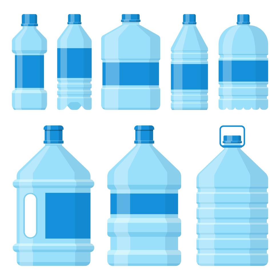 Ilustración de diseño de vector de botella de agua aislada sobre fondo blanco